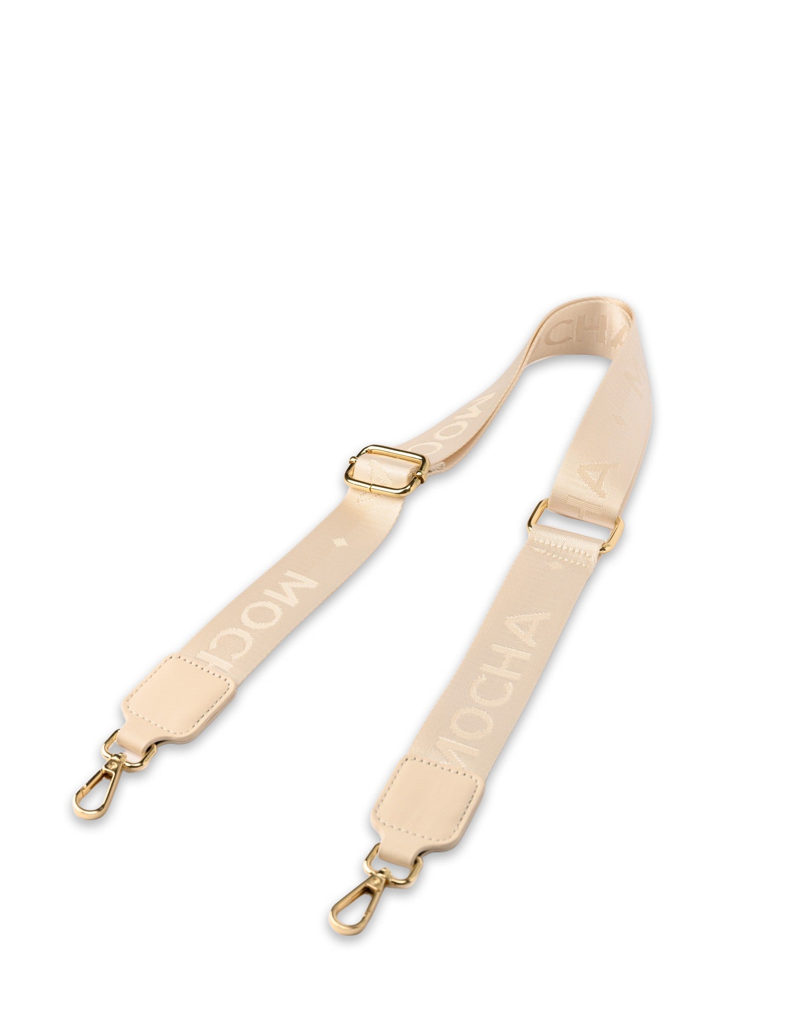 Mocha Logo Webbing Strap- White/ Gold