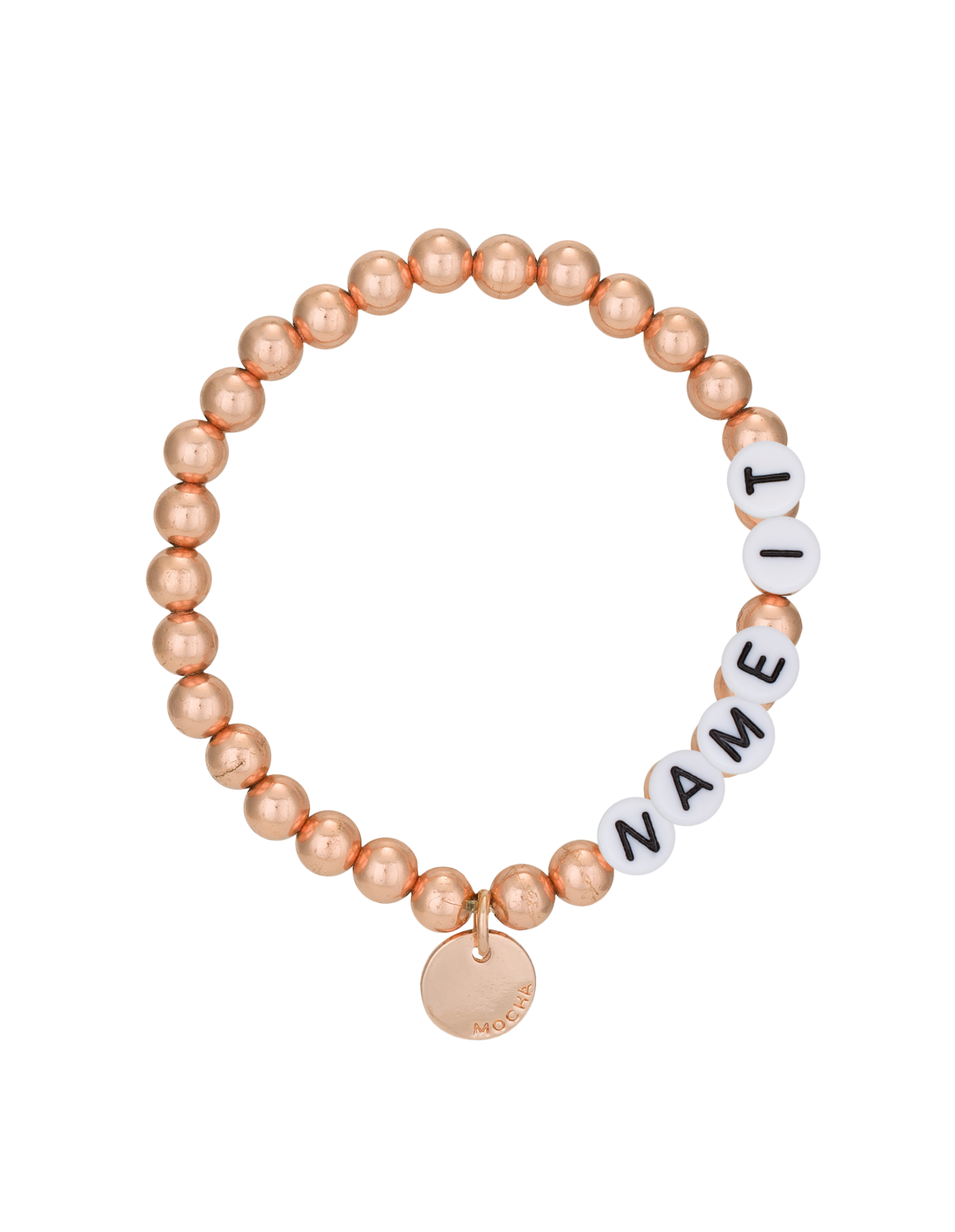 Mocha Name It Customisable Bracelet 6mm Rose Gold Mocha Australia