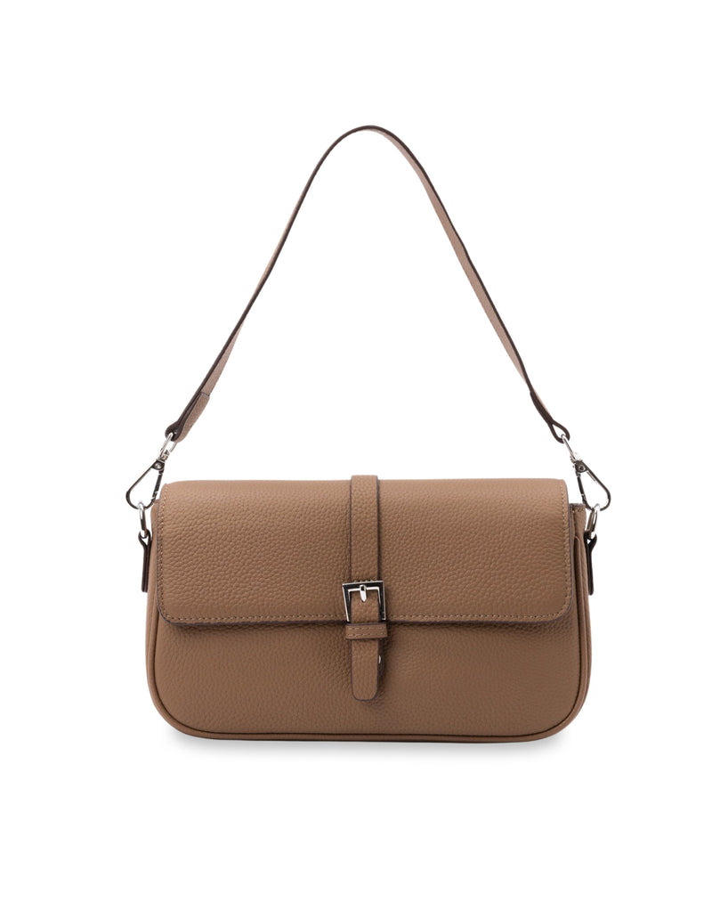 Mocha Julia Leather Crossbody Buckle Bag- Coffee | Mocha Australia