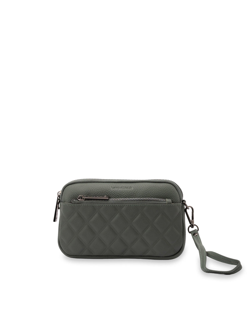 Mocha Rebecca Leather Quilted Crossbody Bag- Sage | Mocha Australia