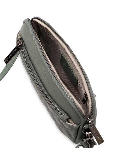 Mocha Rebecca Leather Quilted Crossbody Bag- Sage | Mocha Australia