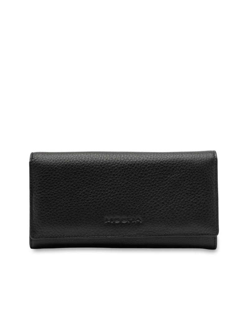 Mocha Vivian Leather Long Wallet- Black