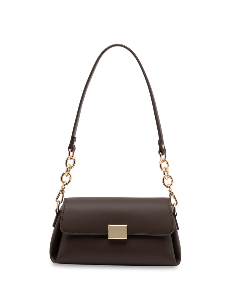 Mocha Aliana Leather Crossbody Bag- Chocolate