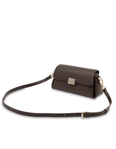 Mocha Aliana Leather Crossbody Bag- Chocolate