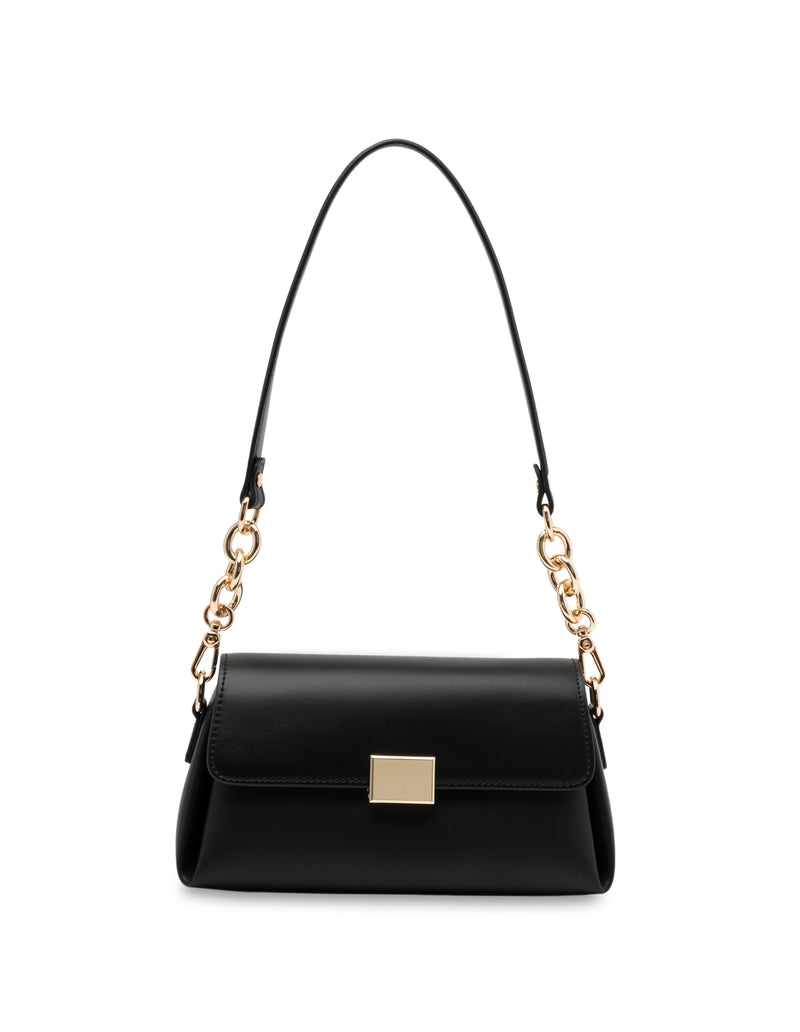 Mocha Aliana Leather Crossbody Bag- Black