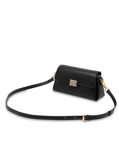 Mocha Aliana Leather Crossbody Bag- Black