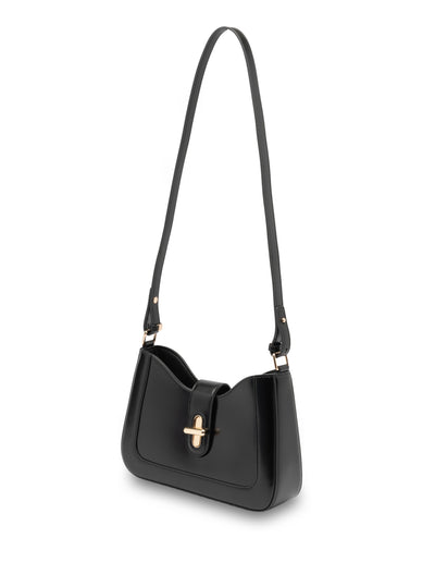 Mocha Danika Leather Crossbody Bag- Black