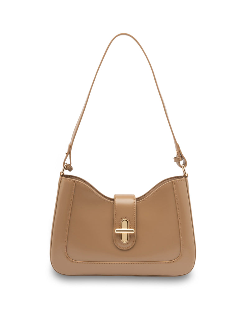 Mocha Danika Leather Crossbody Bag- Tan