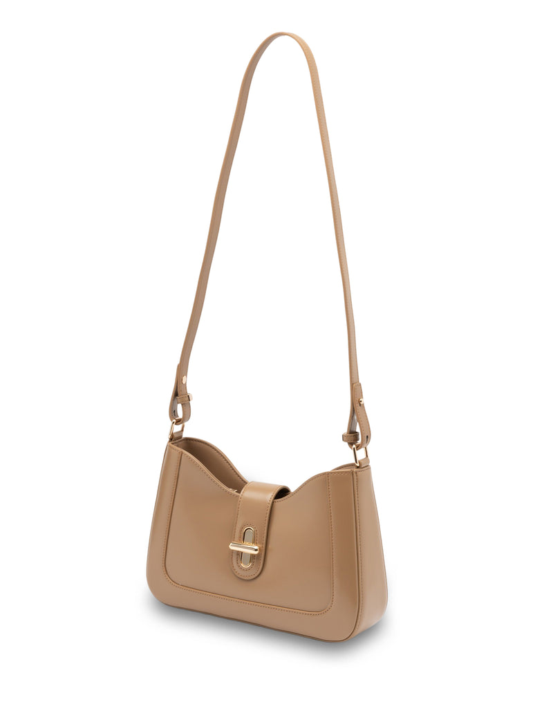 Mocha Danika Leather Crossbody Bag- Tan