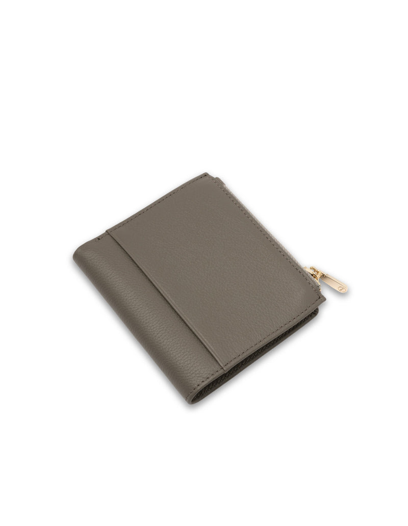 Mocha Alison Leather Small Wallet- Grey