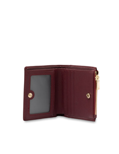 Mocha Alison Leather Small Wallet- Wine