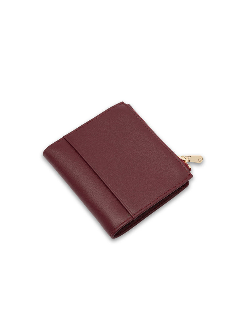 Mocha Alison Leather Small Wallet- Wine