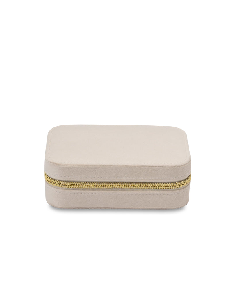 Mocha Velvet Rectangular Jewellery Case- Pearl