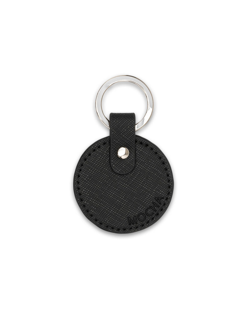 Mocha Kristin Leather Key Ring- Black