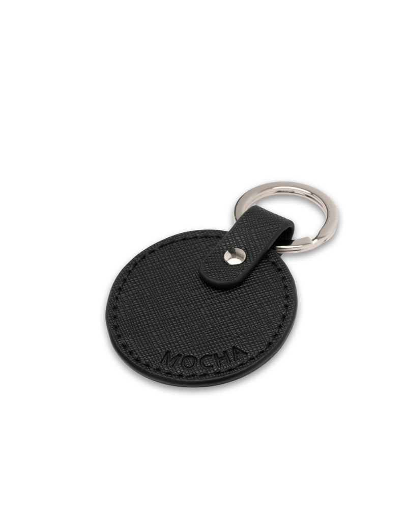 Mocha Kristin Leather Key Ring- Black