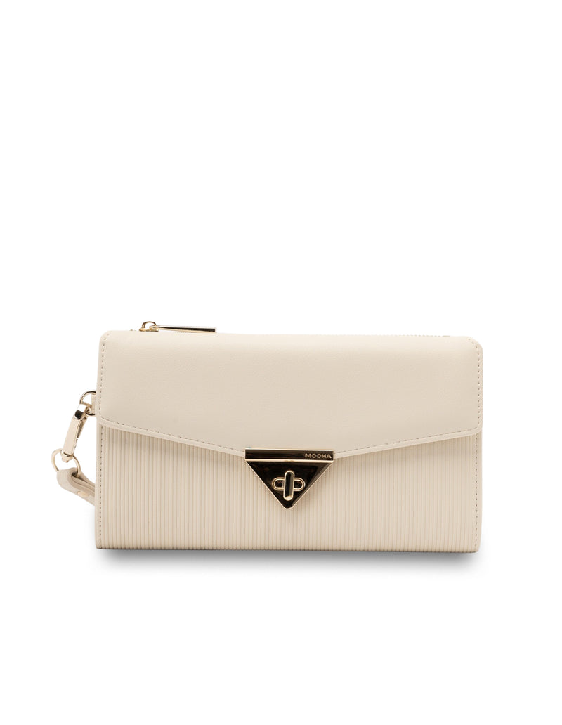 Mocha Penelope Wallet Clutch - Cream