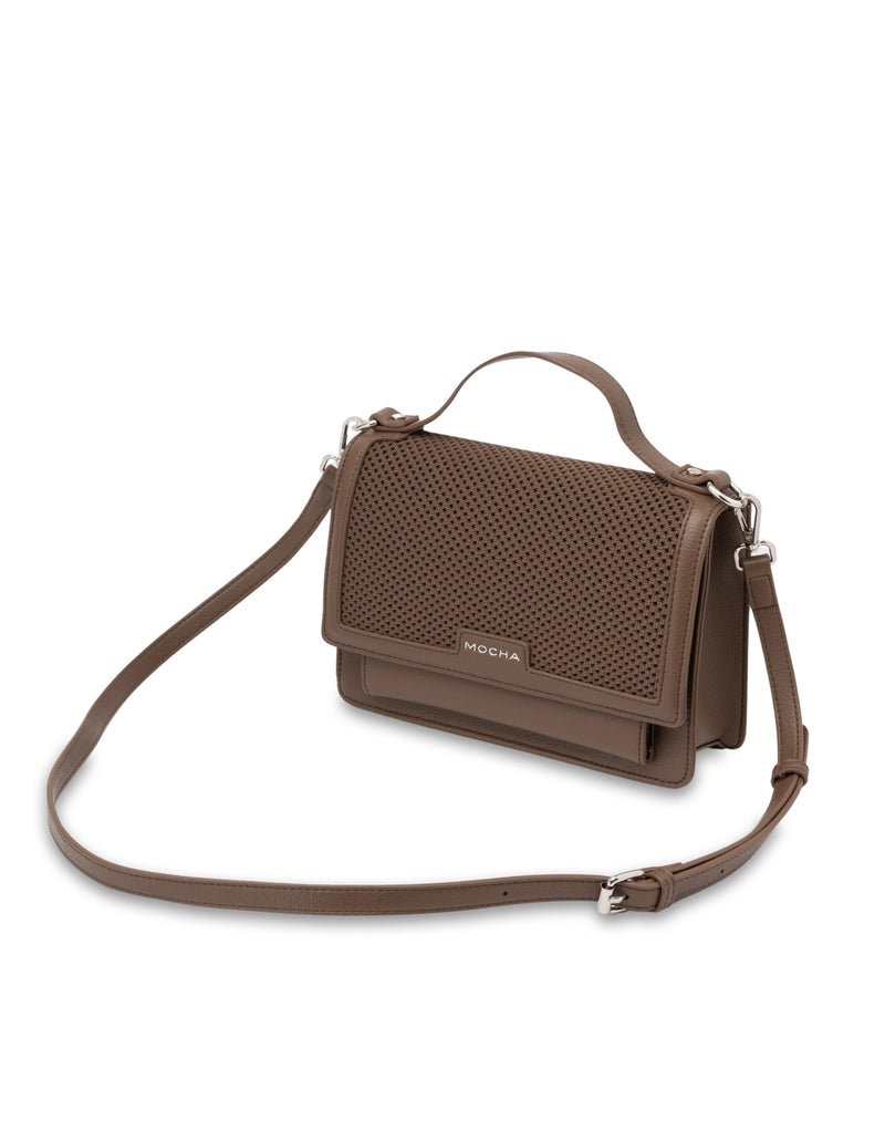 Mocha Layla Knitted Crossbody Bag- Walnut