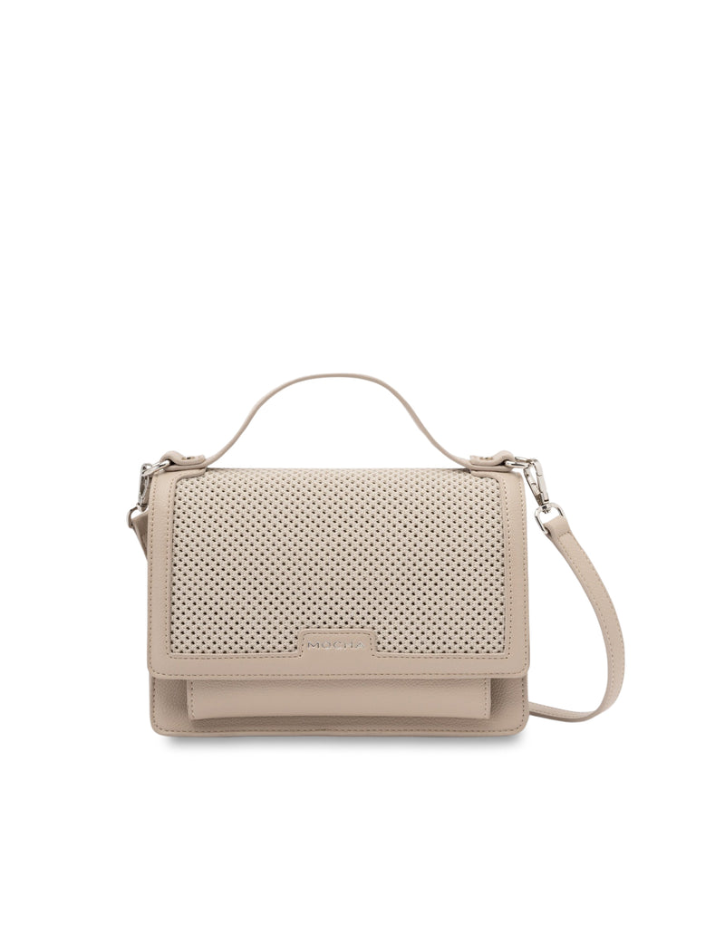 Mocha Layla Knitted Crossbody Bag- Light Nude