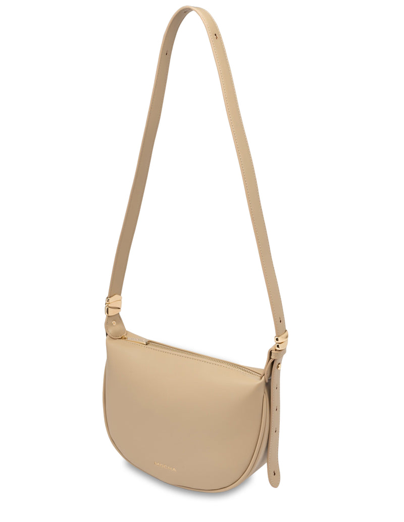 Mocha Savannah Shoulder Crossbody Bag - Beige