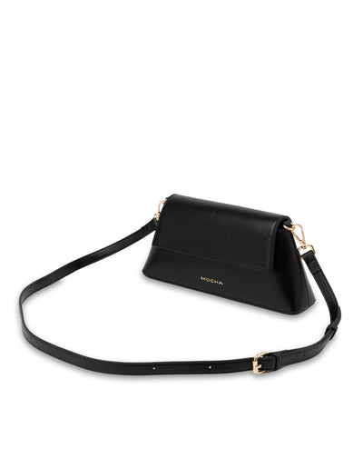 Mocha Ava Baguette Crossbody Bag- Black