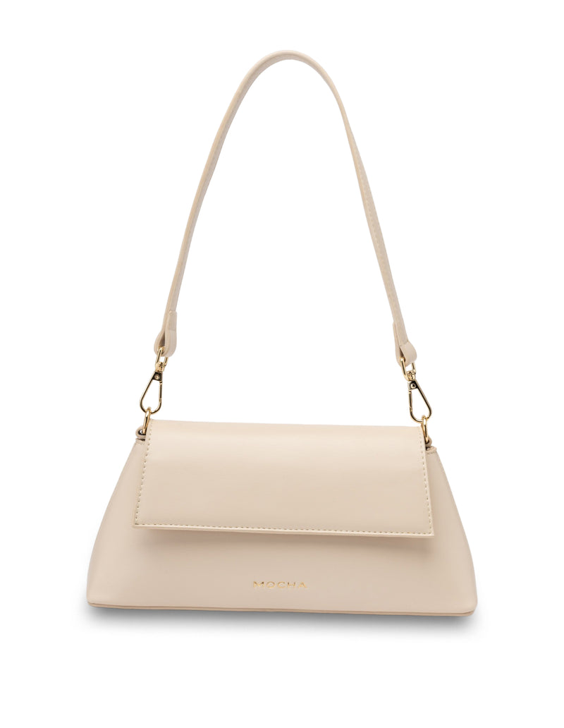 Mocha Ava Baguette Crossbody Bag- Beige