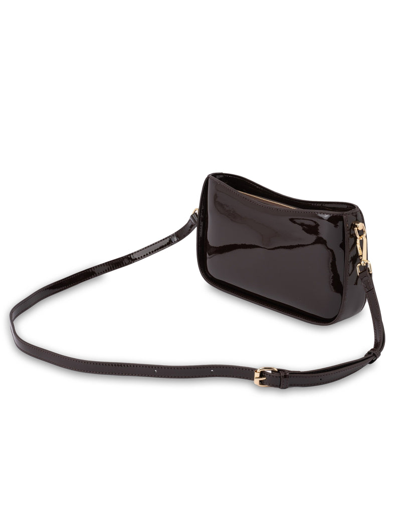 Mocha Willow Patent Crossbody Bag - Espresso