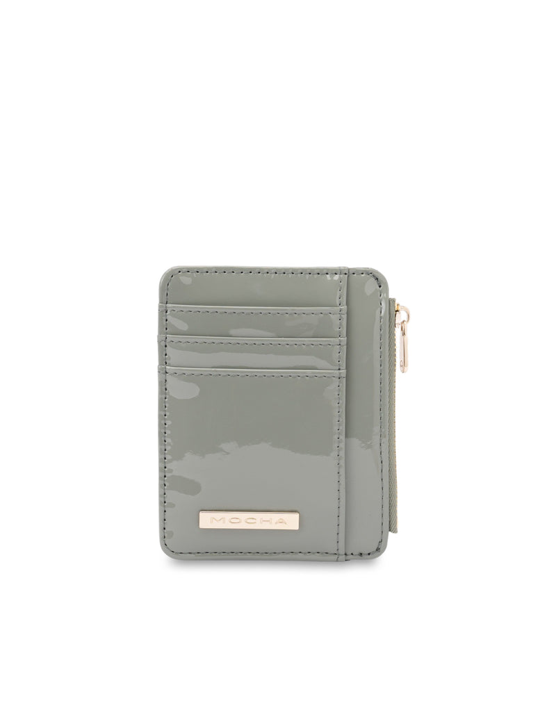 Mocha Willow Patent Card Holder - Sage