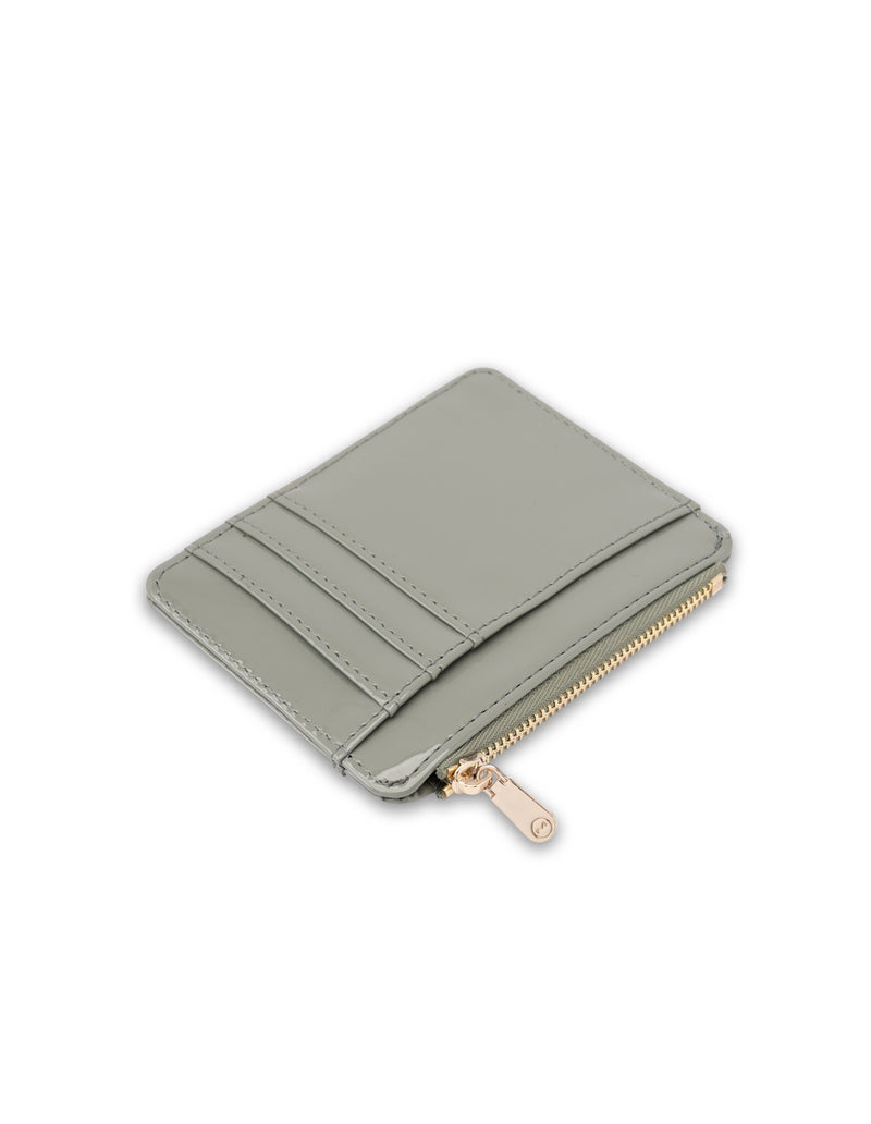 Mocha Willow Patent Card Holder - Sage