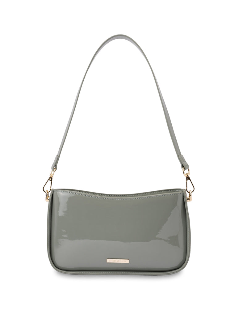 Mocha Willow Patent Crossbody Bag - Sage