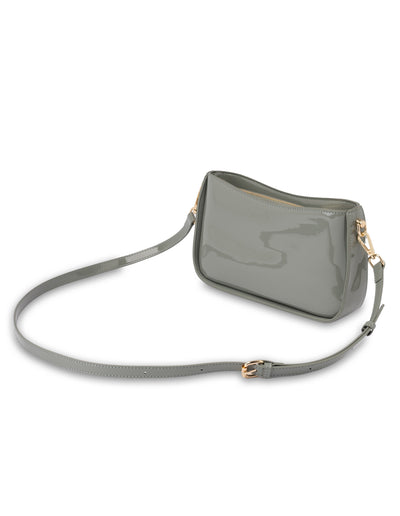 Mocha Willow Patent Crossbody Bag - Sage