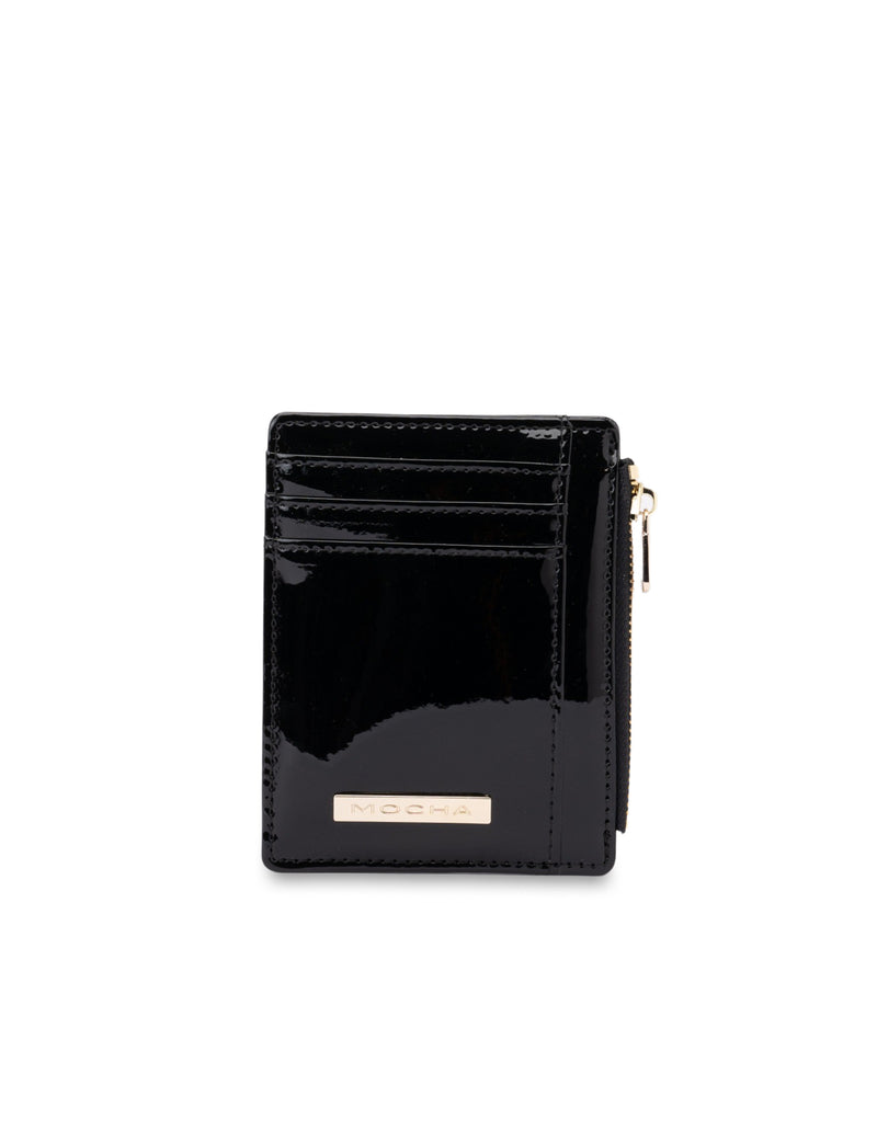 Mocha Willow Patent Card Holder - Black