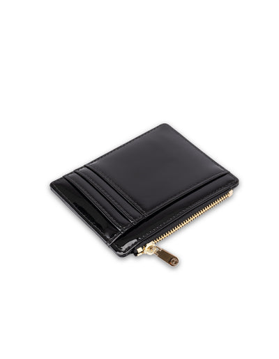 Mocha Willow Patent Card Holder - Black