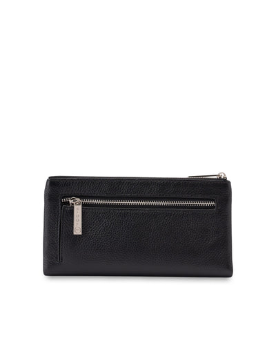 Mocha Esther Leather Long Wallet - Black