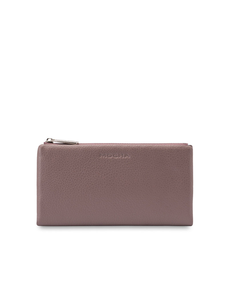 Mocha Esther Leather Long Wallet - Mauve