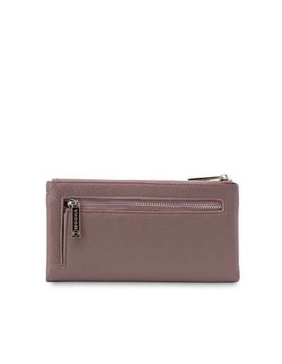 Mocha Esther Leather Long Wallet - Mauve