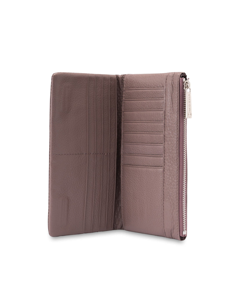 Mocha Esther Leather Long Wallet - Mauve