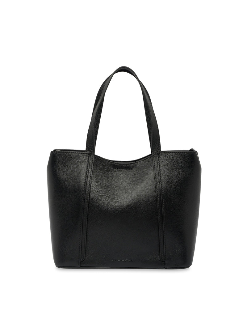 Mocha Valerie Leather Small Tote - Black