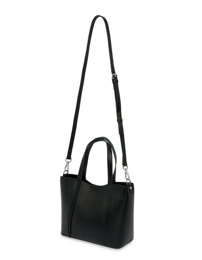 Mocha Valerie Leather Small Tote - Black