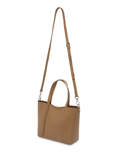 Mocha Valerie Leather Small Tote - Tan