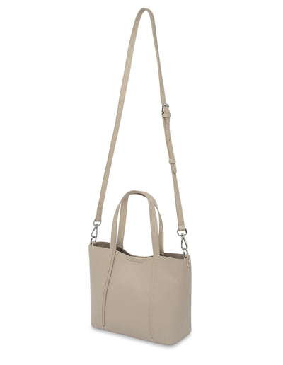 Mocha Valerie Leather Small Tote - Light Grey