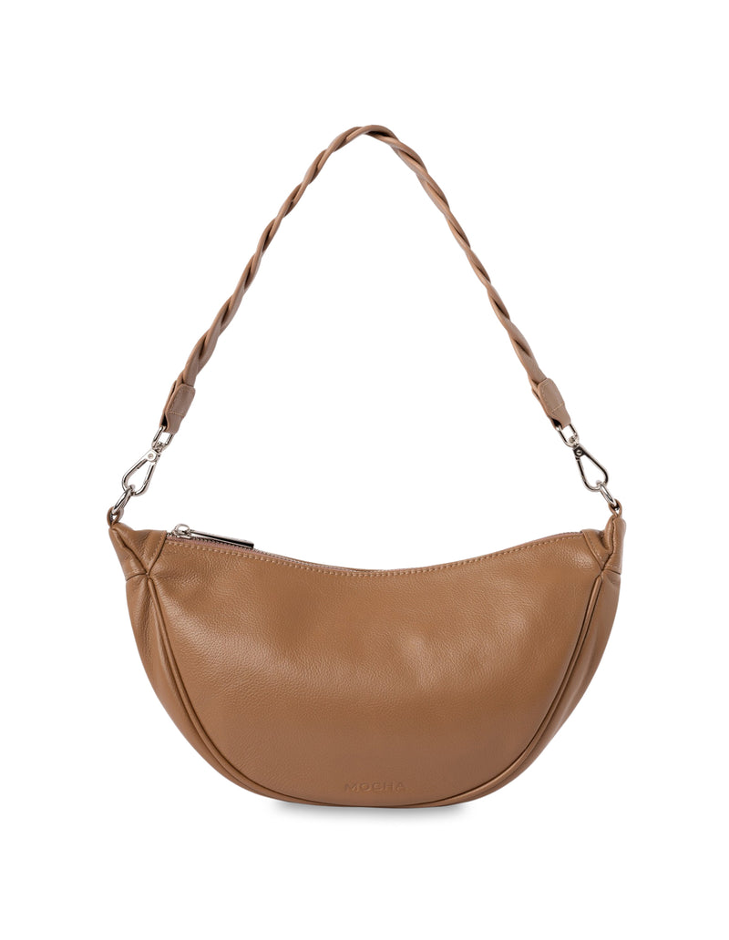 Mocha Catalina Leather Crossbody Bag - Tan