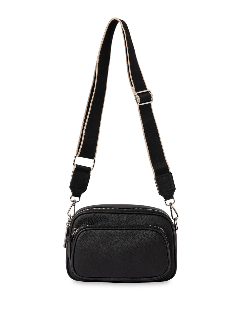 Mocha Abigail Leather Crossbody Bag - Black