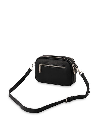 Mocha Abigail Leather Crossbody Bag - Black