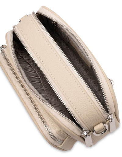 Mocha Abigail Leather Crossbody Bag - Cream