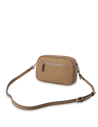 Mocha Abigail Leather Crossbody Bag - Taupe