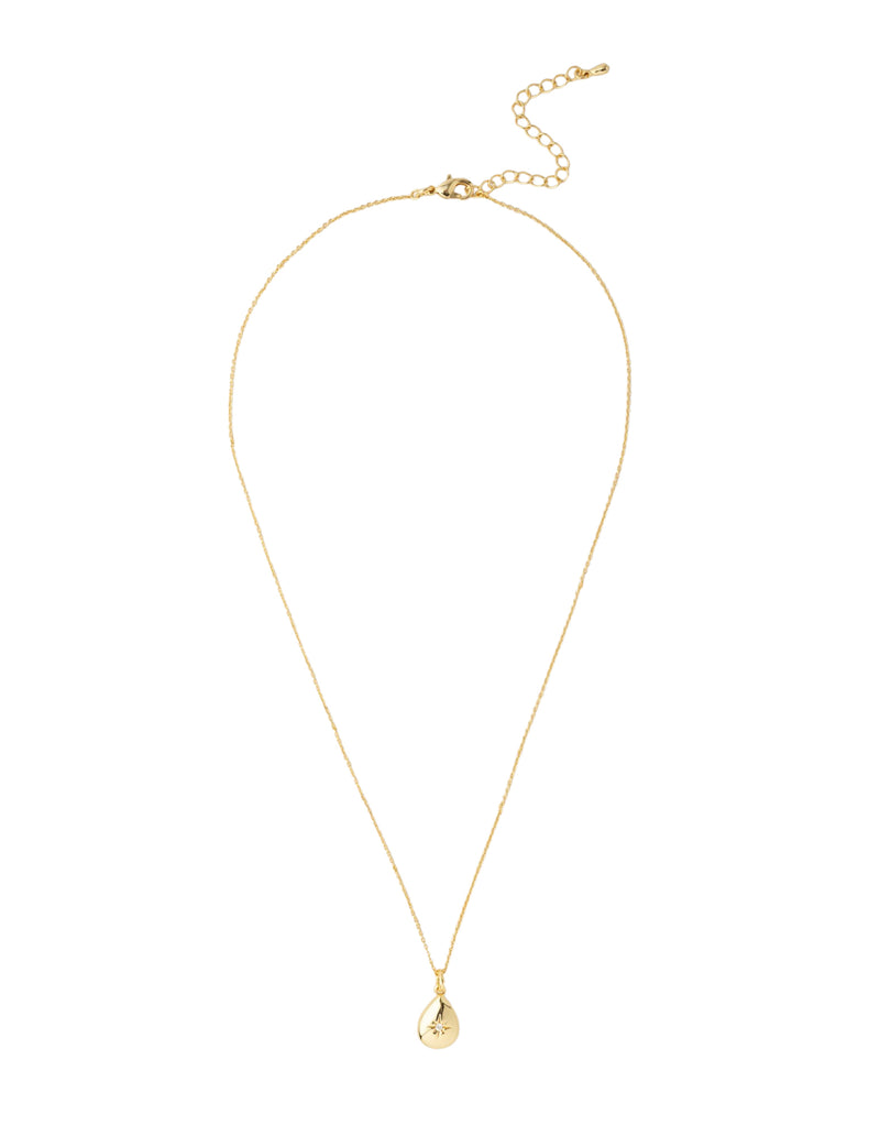 Mocha Aria Tear Drop Necklace - Light Gold