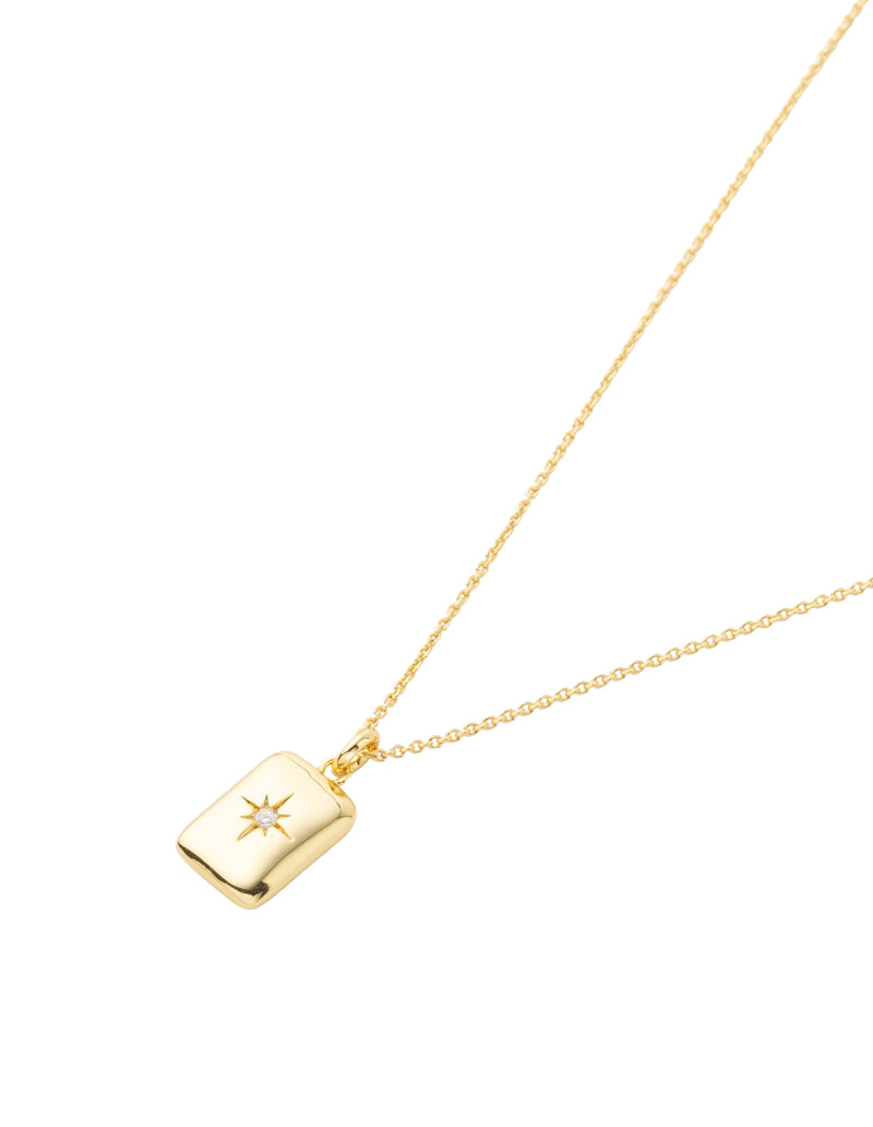 Mocha Aria Tile Necklace - Light Gold