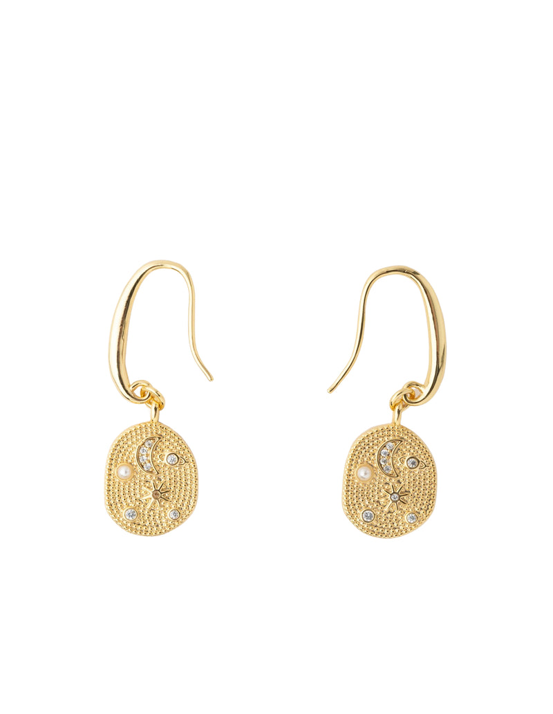 Mocha Celeste Pendant Earring - Light Gold