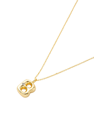 Mocha Bubble Initial Necklace - B - Light Gold