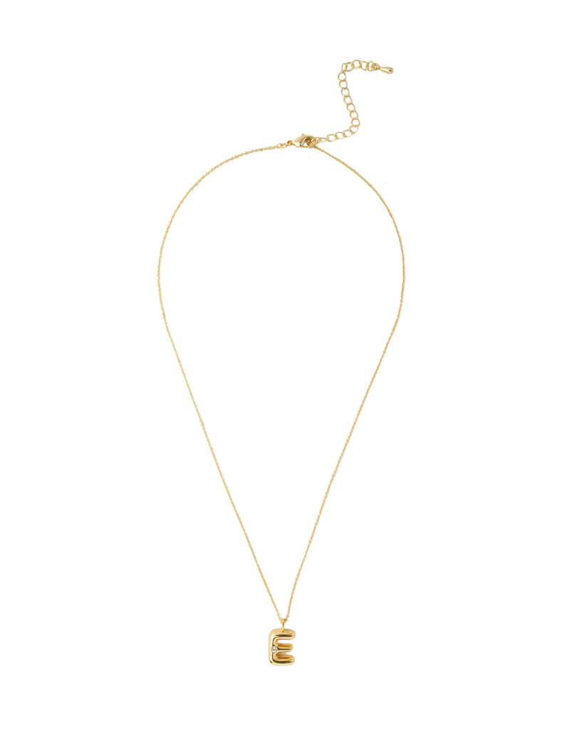 Mocha Bubble Initial Necklace - E - Light Gold